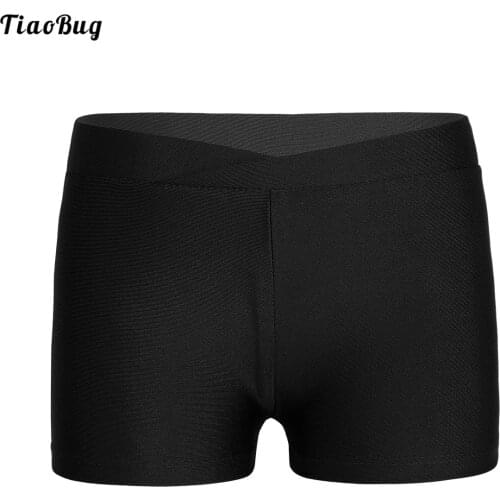 TiaoBug Summer Kids Girls V-Front Waistband Shorts Bottoms For Sports Gymnastic Workout Ballet Dance Swimming Costume