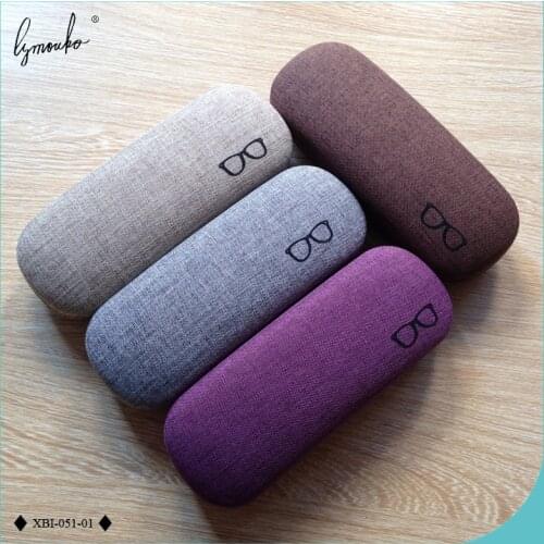 Lymouko Hot Selling Glass Frame Pattern Metal Glasses Case Kit Holder Container Linen Reading Eyeglasses Box for Women