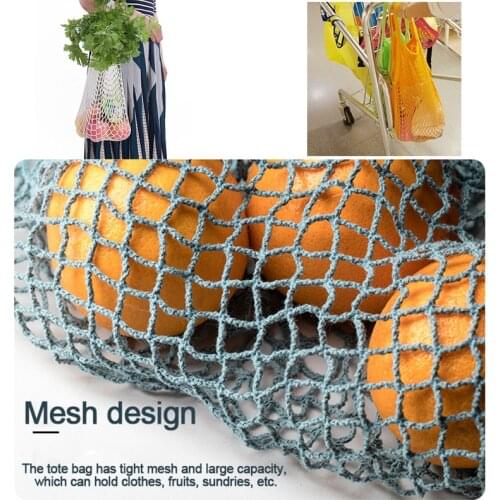 Reusable Grocery Produce Bags Cotton Mesh Ecology Market String Net Tote Bag Kitchen Fruits Vegetables Hanging Bag Home