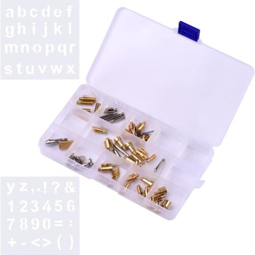 57pcs Woodburning Tool Accessories Wood Burning Pen Tips Set with Stencils Transparent Box for Wood Embossing Carving DIY Crafts