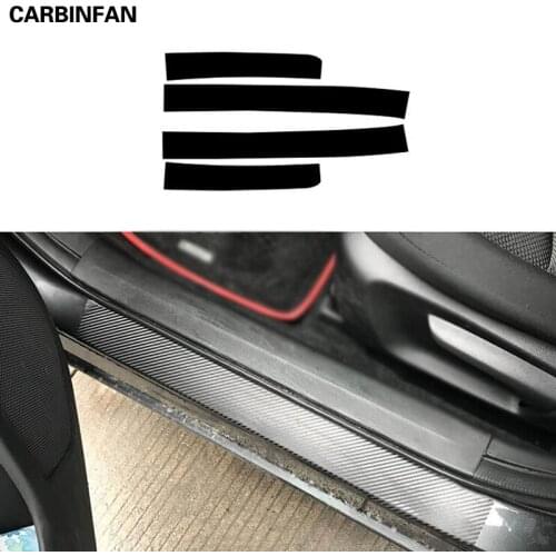 Car carbon fiber sticker 4PCS Car Door Threshold Scuff Plate Stickers For Mazda 3 Axela 2014 2015 2016 2017 2018 2019