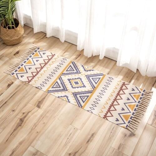 Fringed Floor Mat Nordic Cotton And Linen Rug Doormat Bedroom Bed Side Mat Living Room Coffee Table Living Room Floormat Carpet