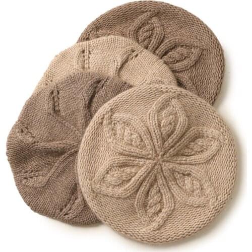 2020 new autumn and winter 100 cashmere hat women Hand-knitted ize twisted warm knitted hat wild cute a multi-purpose