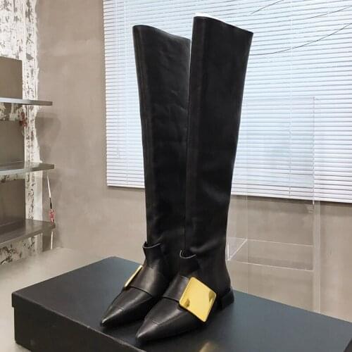 New Fashion New Pointed Toe Long Boots For Ladies Winter Mature Knee-High Boots Slip-On Comfort Streetstyle Female Shoes