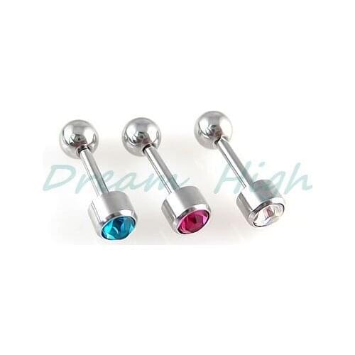 New Style Women'ear Stud Ear Piercing For Girl Barbell Crystal Gem 4mm Ball Hot Sell 80pcs/lot Mixed Color