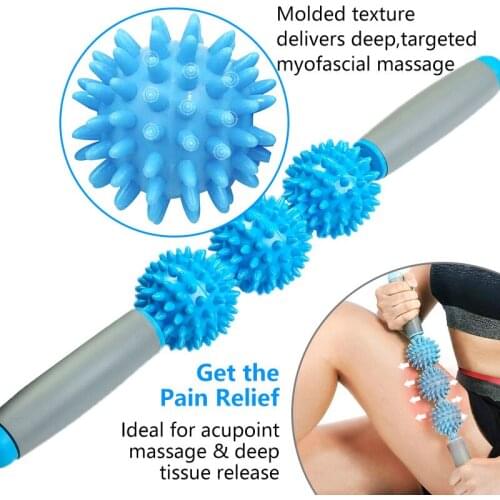Three ball Wheel Type Full Body Massage Stick Deportesy Fitnes Exercises Deep Relieve Muscle Soreness Cramps Men And Women Use