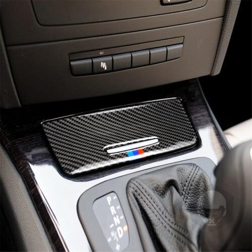 Carbon Fiber Ashtray Cover Decorative Trim Sticker for BMW E90 E92 E93 2005-2012 Stylish Interior Decoration Car Accessories
