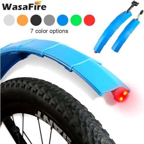 Bike Fenders Telescopic Folding Set Road Mountain Bike Front & Rear Fender Bicycle Mudguard Tyre Mud Guard with LED Tail Light