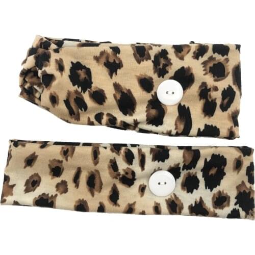 DUOJIAOYAN 2pcs Wide Cross Leopard Headband Women Print Hair accessories Turban Button Hair Band Set
