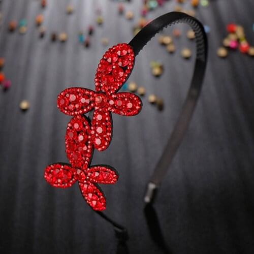 Simplicity Two Flowers Head Wear Luxury Headband for Women Rhinestone Non-slip Border Girl Hairpin Fancy Hair Accessorie Gift