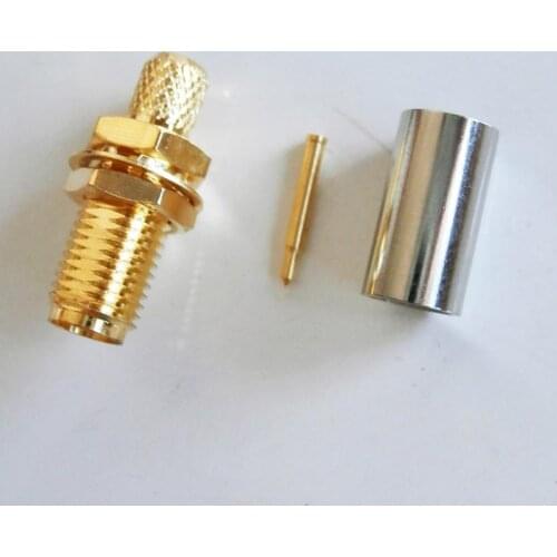 RF Connector RPSMA RP SMA Female With O-ring Bulkhead Panel Nut Crimp for LMR195 RG58 RG142 RG223 RG400 Cable Plug Straight