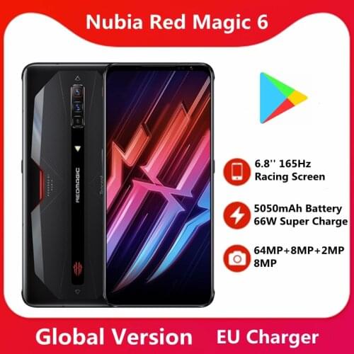 Global Version Nubia Red Magic 6 5G Smart Phone 6.8'' 165Hz Racing Screen Snapdragon 888 5050mAh Battery 66W Super Charge 64MP