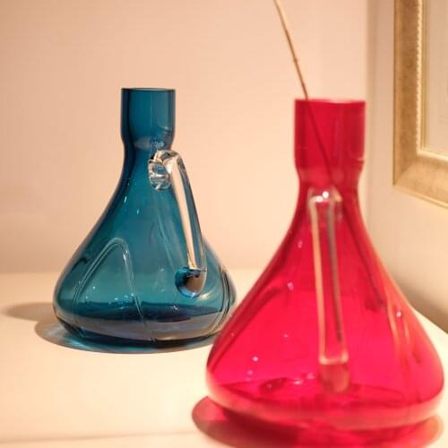 Handcrafted Glass Vase Europe America Style Colored Vases Flower Ornaments Simple цветы для декора Living Room Decoration