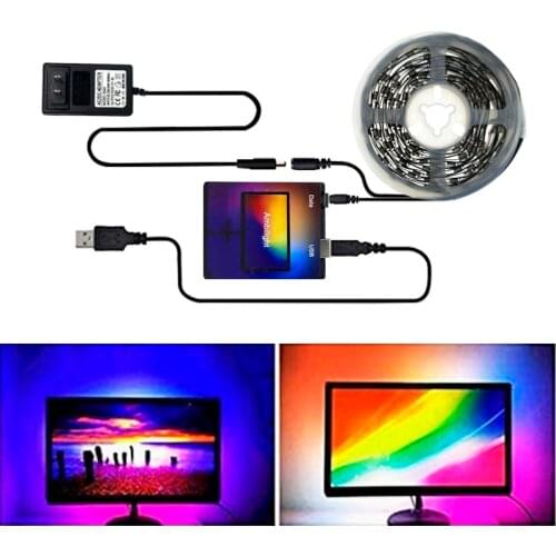 DIY TV PC Dream Screen USB LED Strip HDTV Computer Monitor Desktop Backlight Addressable DC5V WS2812B Strip 1/2/3/4/5m Full Set
