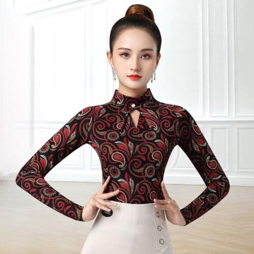 Latina Dance Tops For Women Long Sleeve Rumba Dance Outfit Ballroom Training Wear Performance Costume Tango Dancewear DL7418