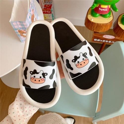 Cow Shoe Platforms Milk Luxury Slippers 2021 Womens Shoes For Spring House Lady Summer Indoor Bottom Bathroom Bath Sandals