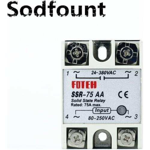 Solid state relay SSR-75AA 75A actually 80-250V AC TO 24-380V AC SSR 75AA relay solid state