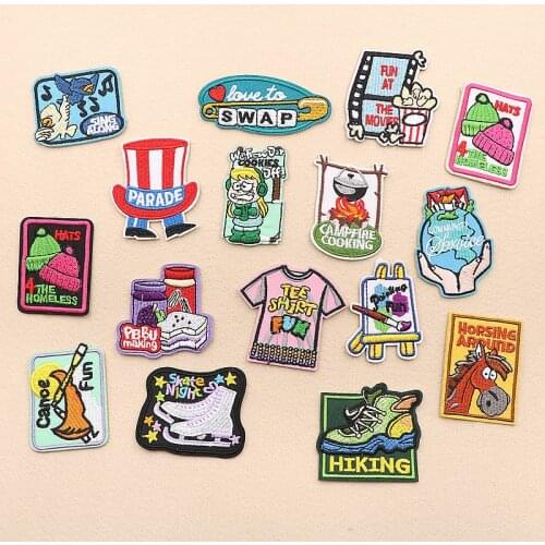 High quality cartoon movement letters self adhesive magic embroidery sewing patch cloth jeans decorative patch iron DIY applique