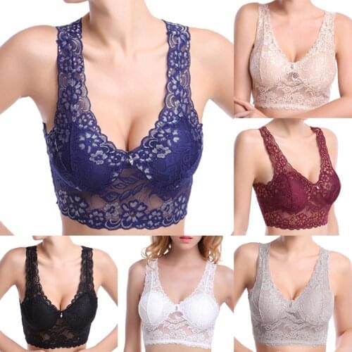 Sexy Hollow Out Lace Bras for Women Large Cup Wire Free Push Up Padded Bras Women Brassiere Bralette Lingeries Femme Underwear