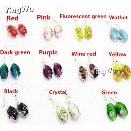 Yingwu Hot Sale Handmade Earring Womens Romantic Elegant Classic Dangle Crystal Flower Murano Glass Earrings 50pairs Wholesale