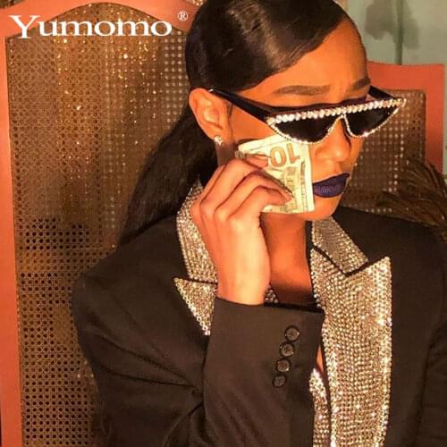 2020 Sexy Cat Eye Sunglasses Women Rimless Vintage Rhinestone Sun Glasses Female Lady Candy Color Eyewear Triangle Shades UV400