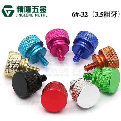 10pcs 6-32*6 American Standard Aluminum knurled head DIY computer case screw hand tighten thumb screw 9 colors