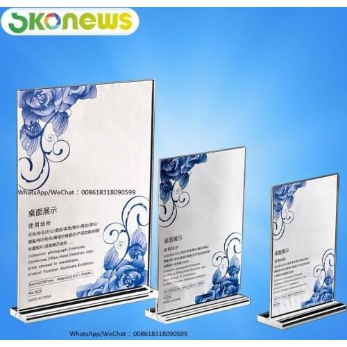 10 pcs Double Sided Clear Acrylic Menu Paper Holder Stand Plastic Table Sign Card Holder Desktop Message Poster Display Stand