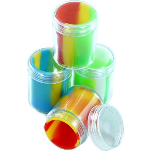 10pcs 35ml Nonstick Silicone Dab Container Jar with Plastic Transparent Case Storage Wax Box for Concentrate