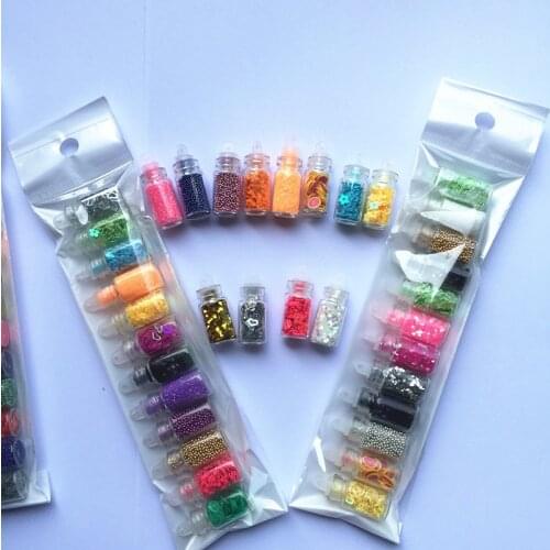 12Colors/Lot small, magical, glass fairy dust bottles with opalescent glitter confetti shapes and plastic corks