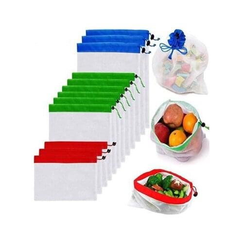 12pcs Produce Bags Reusable Mesh Storage Bags Washable Eco Friendly for Grocery Shopping Storage Fruit Vegetable Toys Sundries