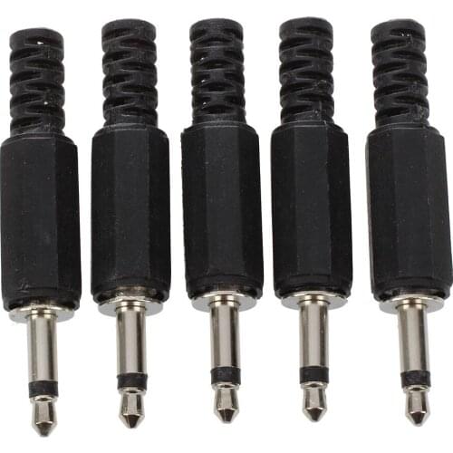 5 x Black Plastic 3.5mm Male Mono Plug Jack Audio Adapter Connector Drop shipping