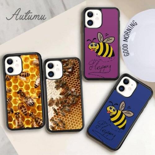 Cute Bee Phone Case for iPhone 11 12 Pro Max mini X XR XS SE 2020 5 6S 7 8 Plus Samsung Galaxy S8 S9 S10 Cover shell