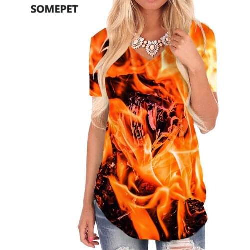 SOMEPET Flame T-shirt women Graphics T-shirts 3d Art Tshirts Printed Harajuku Funny T shirts Womens Clothing Summer Cool New