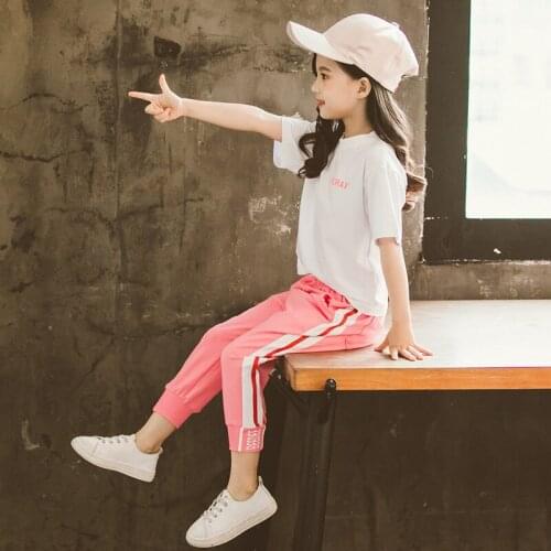 Girls Suit Summer Fashion Lovely Girl Cute Short-sleeve T-shirt + Sports Pants Children Two-piece Suit Clothes for Girl Sets