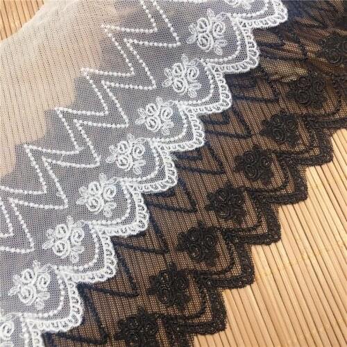 15Yards Lace Clothing Accessories Polyester Mesh Yarn Embroidery Flowers Lace Fabric Lace Edge 12.2cm LB0113