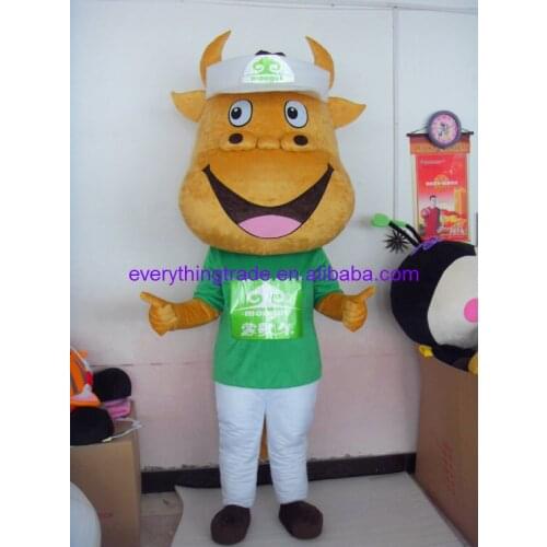 Hot selling Cute Adult cute Professional New big head cow Mascot Costume Fancy Dress Adult Size