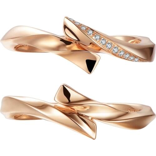 Fashion Couple Rings Exquisite Minimalist Twist Design With Small Zircon Eternity Jewelry For Women/Men Wedding Valentines Gift