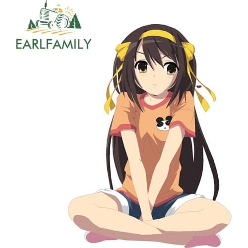 EARLFAMILY 13cm x 9.5cm for Haruhi Suzumiya Anime Car Sticker Creativite Waterproof Scratch-Proof Decal Motorcycle Car Styling