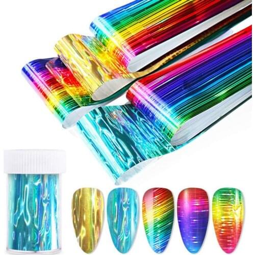 5 Colors Nail Sticker Phantom Fish Wave Light Rainbow Pattern Transfer Foils Decoration DIY Decal Nail Art Accessories Patch
