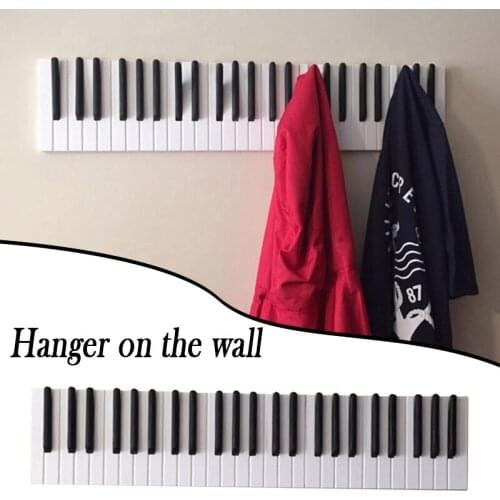 Newly Piano Wooden Coat Racks Piano Keys Wall Mounted Coat Hook Hanger Wall Decoration Hat Storage Rack Wood Shelf