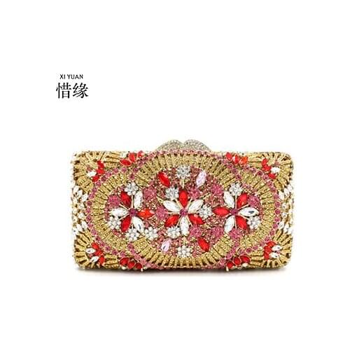 XIYUAN Novelty Colorful Crystal Handbags Women Mini Diamond Evening Bags and Clutches Bags For Wedding Party Prom Clutch Purses