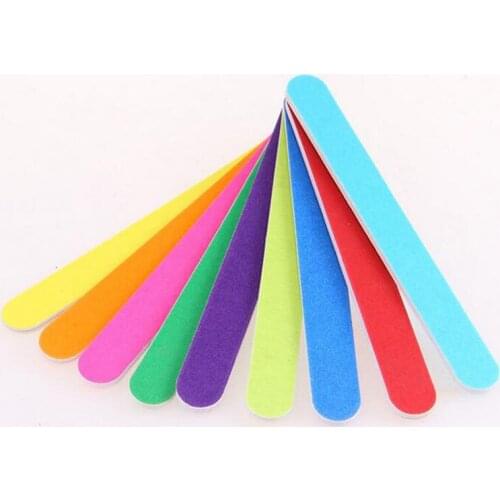 10pcs/Set Disposable Double Sided Candy Colors Nail File Nail Polishing Buffer Lime Nail Care Toe Pedicure Manicure Tools