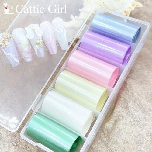 1Box Pearl Candy Nail Foils Nail Transfer Paper Adhesive Nails Wraps DIY Nail Art Decorations 4*70CM