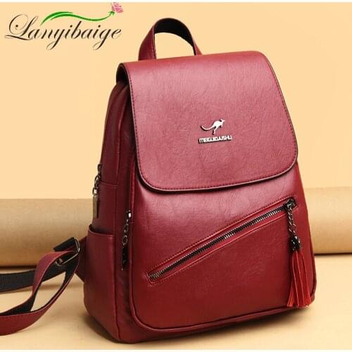 Casual Womens Soft Leather Backpack School for Girls Sac Bagpack Large Capacity Designer Travel Backpacks High Quality Bookbag