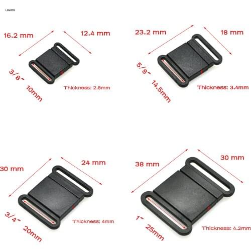 10pcs Black Plastic 3/8" 5/8" 3/4" 1" Webbing Safety Breakaway Bra Buckle For Pets Collar Harness Strap Parts Accessories