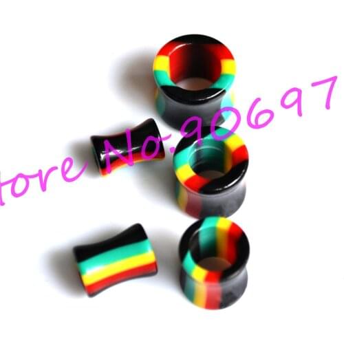 Rasta Rainbow Flesh Tunnel Ear Plug Ear Expander Acrylic 4-12mm Fashion Body Piercing Jewelry Earring Populat New Free Shipping