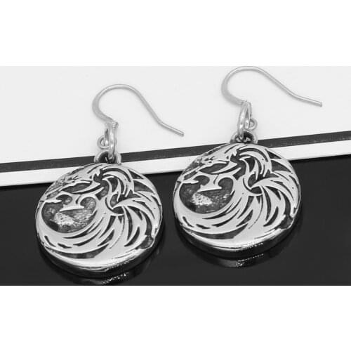 Nordic viking odin wolf amulet rune Stainless steel earrings -small size with valknut gift bag