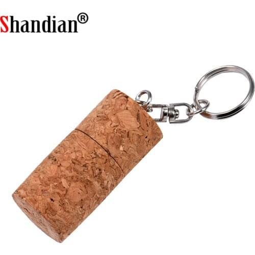 SHANDIAN Wooden cork USB flash drive wood bottle plug pendrive 4GB 16GB 32GB 64gb fashion memory stick with keychain gifts