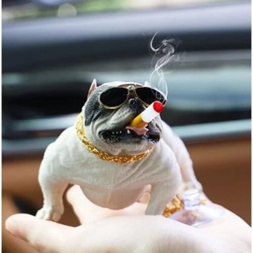 Simulation Society Dog Smoking Bully Dog Car Center Console Decoration Auto Creativity Decoration Automobile Interior Parts