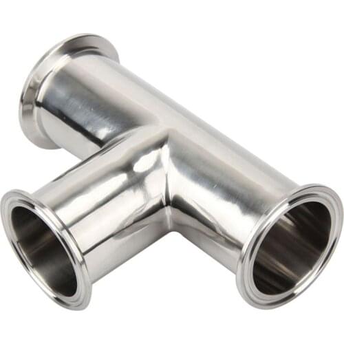 Pipe OD 12.7-51mm Stainless Steel SS304 316L Sanitary Equal Tee Pipe Fitting Fit 1/2'' 1.5'' 2'' Tri Clamp